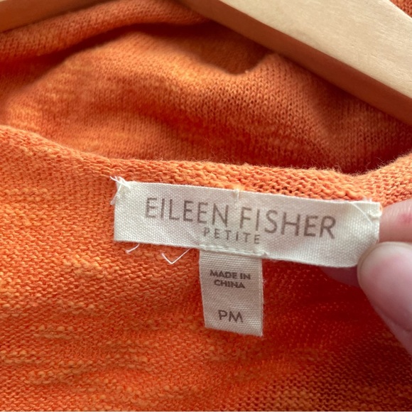 Eileen Fisher Orange Linen Open Front Cardigan Petite M - Picture 3 of 5